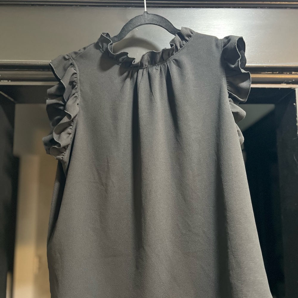 SHEIN Black Ruffle Sleeve Blouse